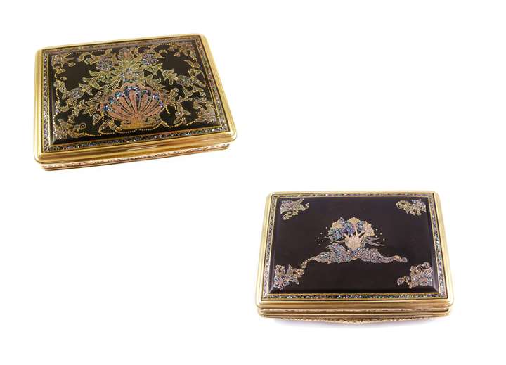 French Regence gold mounted pique and mother-of-pearl box, Paris 1717-1722,
